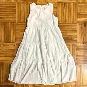 A New Day White Tiered Maxi Dress Cotton Chiffon Size L